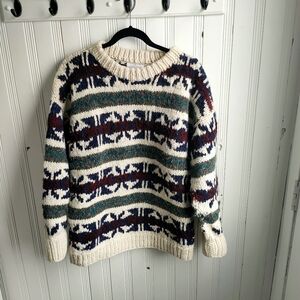 Cozy Vintage Multicolor Patterned Sweater From Ecuador